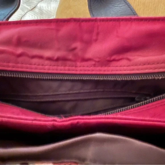 Burberry Red Plaid Nylon Handbag/COA - Picture 5 of 8